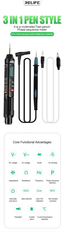 RELIFE DT-01 Smart Pen Type Mini Multimeter